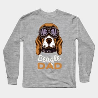 Beagle Dad Vintage Pilot Dog Owner Retro Dog Father Long Sleeve T-Shirt